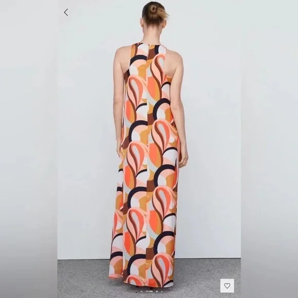 NWT Mango Vibrant Pink and Brown Maxi Dress, L(8) - Picture 2 of 5